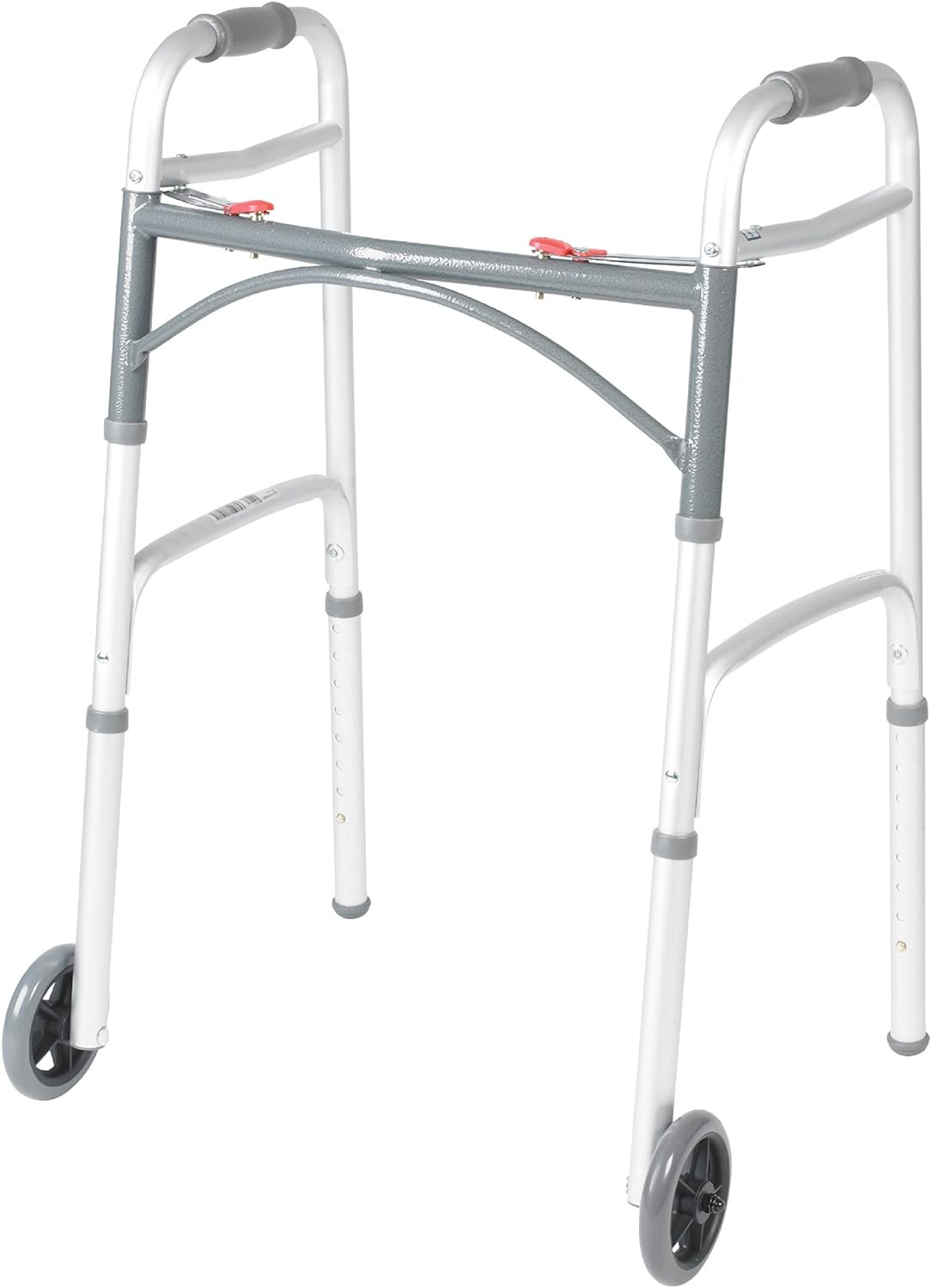 10210-1 2-Button Folding Walker with Wheels, Rolling Walker, Front Wheel Walker