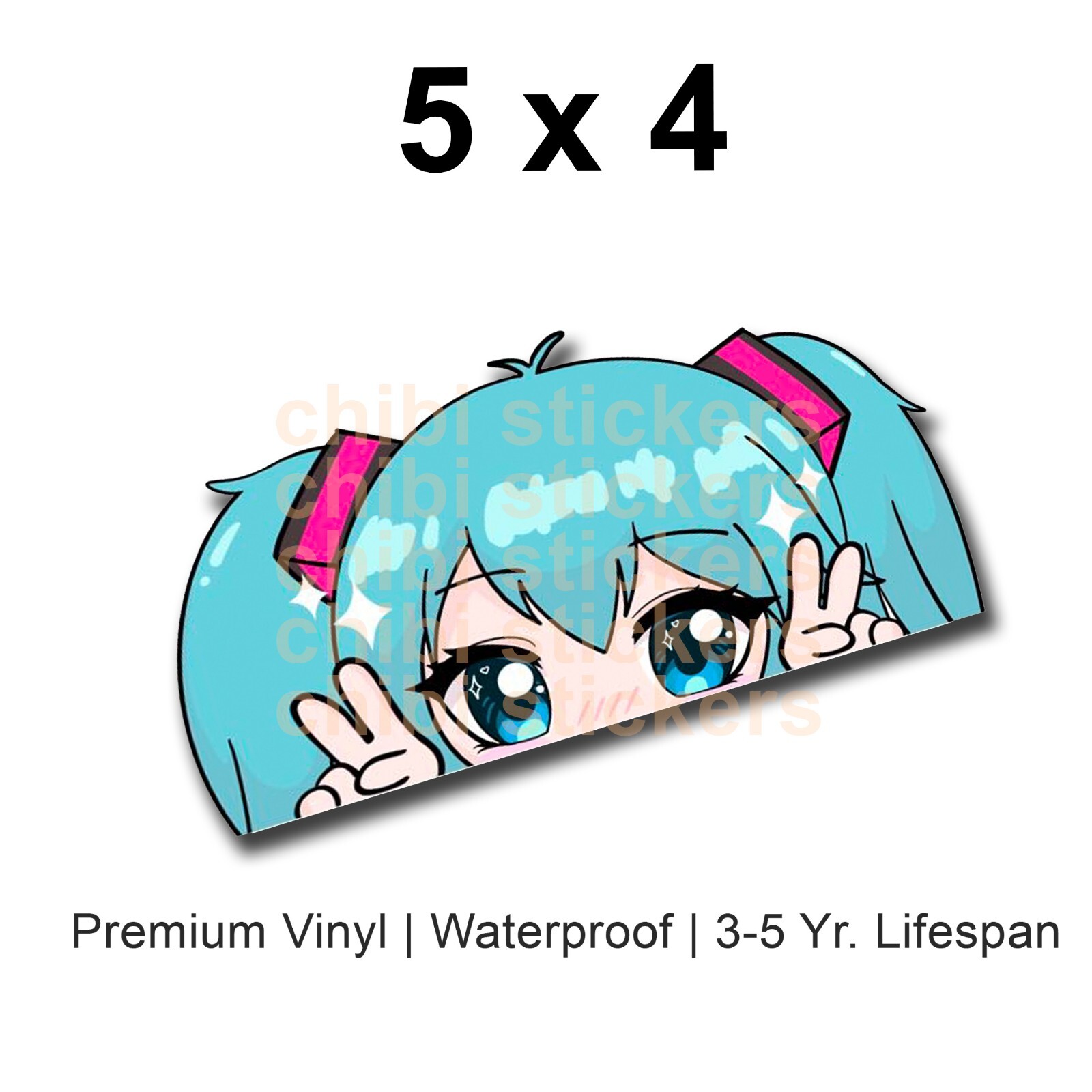 Hatsune Miku Waifu Vinyl Peeker Waterproof Decal Anime Girl Kawaii Cute Chibi