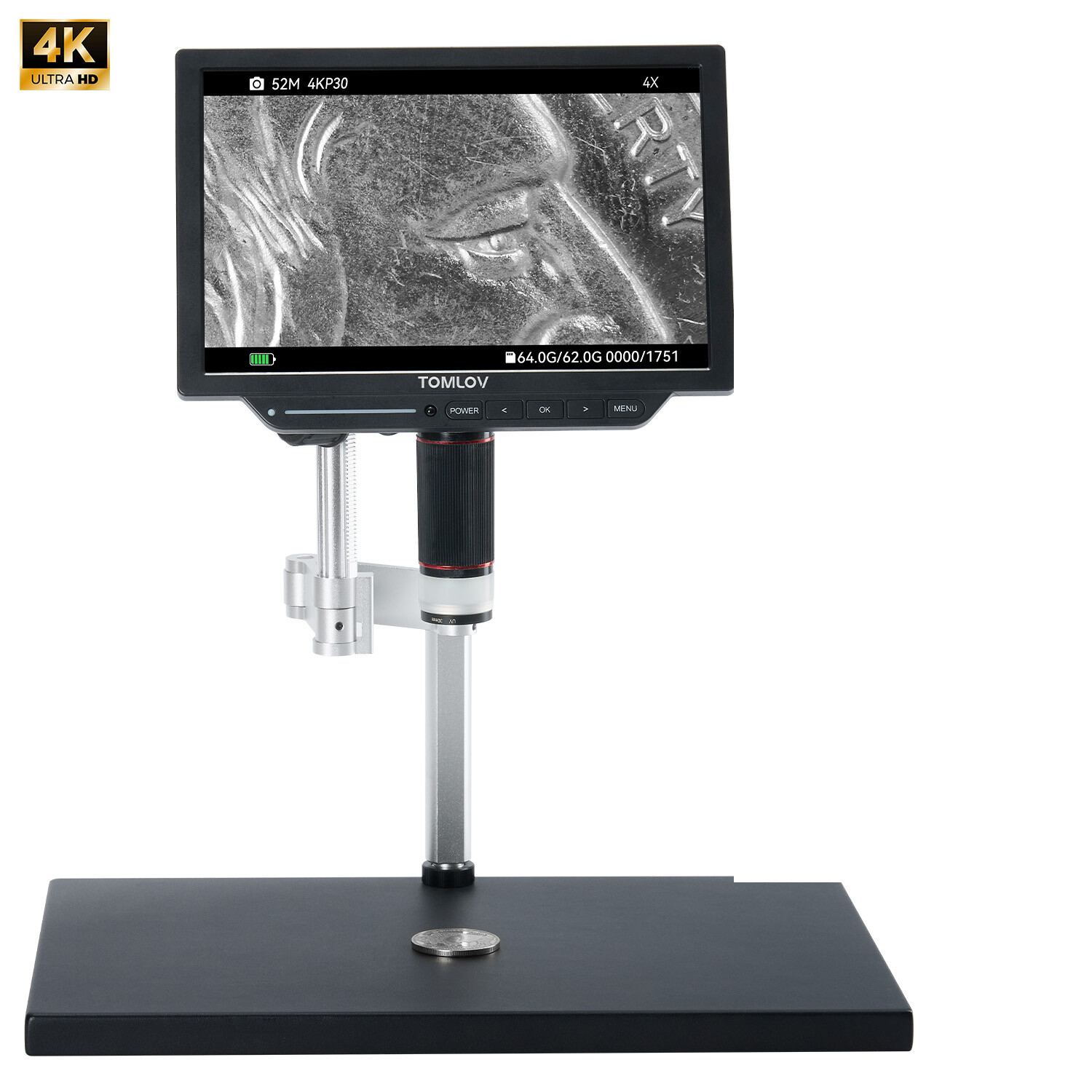 TOMLOV TM4K Max 4K Coin Microscope Sony IMX Sensor Digital Microscope 2000x Came