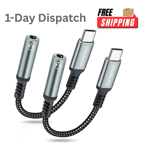 USB C to 3.5mm Headphone Jack Adapter 2 Pack Audio Dongle iPhone Samsung