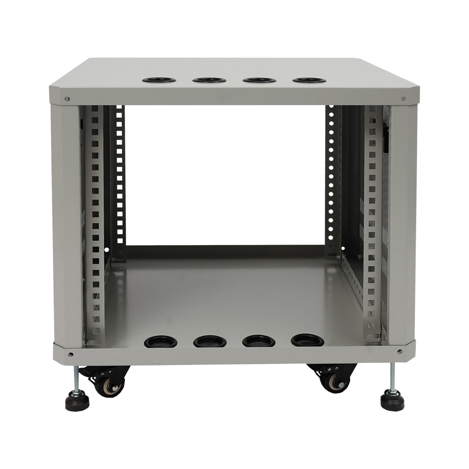 19.8*22.4*18.3" 9U Server Rack Grey Semi-open Rolling Studio Rack Case W/ Wheels