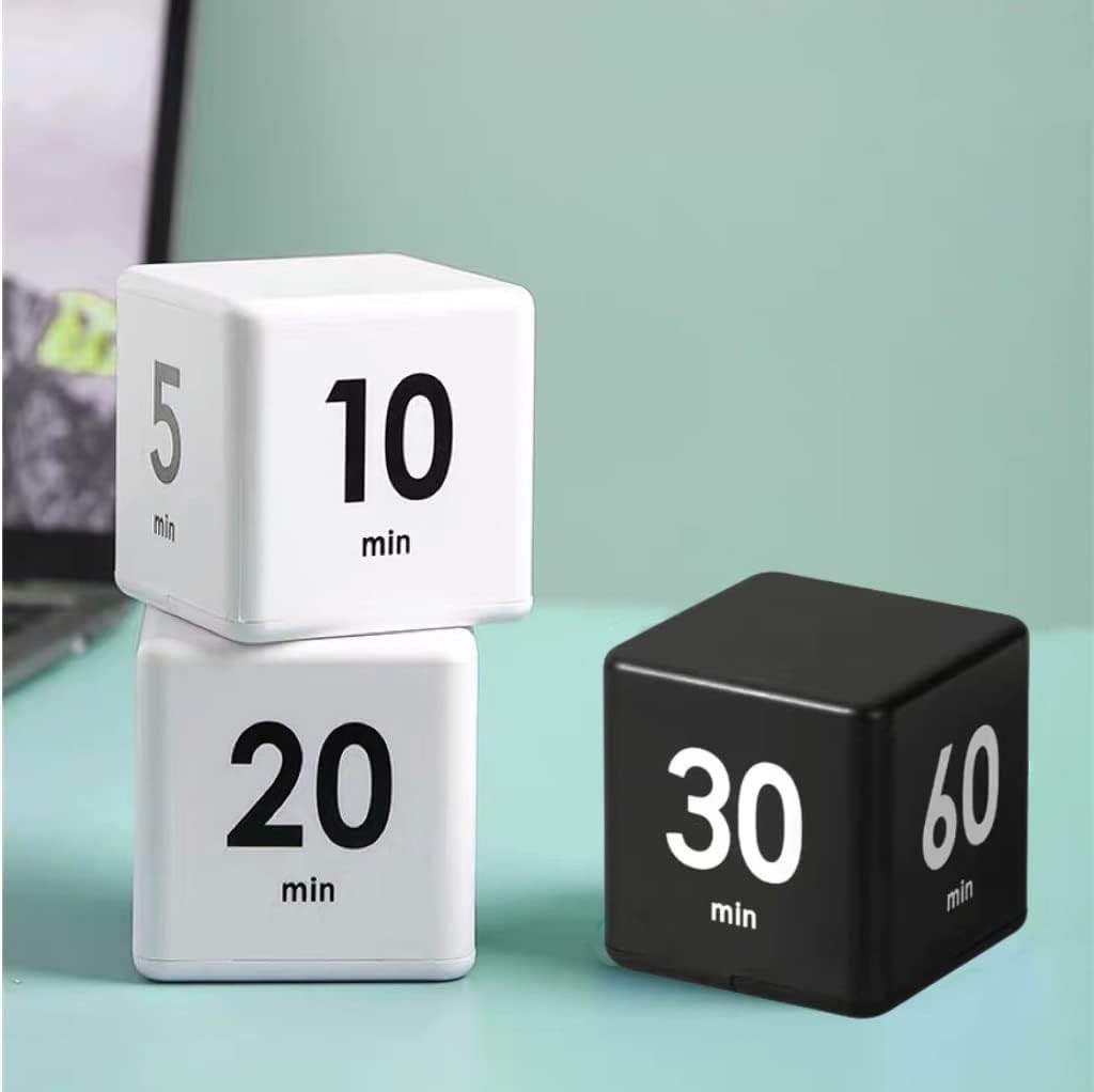 Versatile Black Cube Timer: 15-60 Minute Preset for Learning, Cooking & Games
