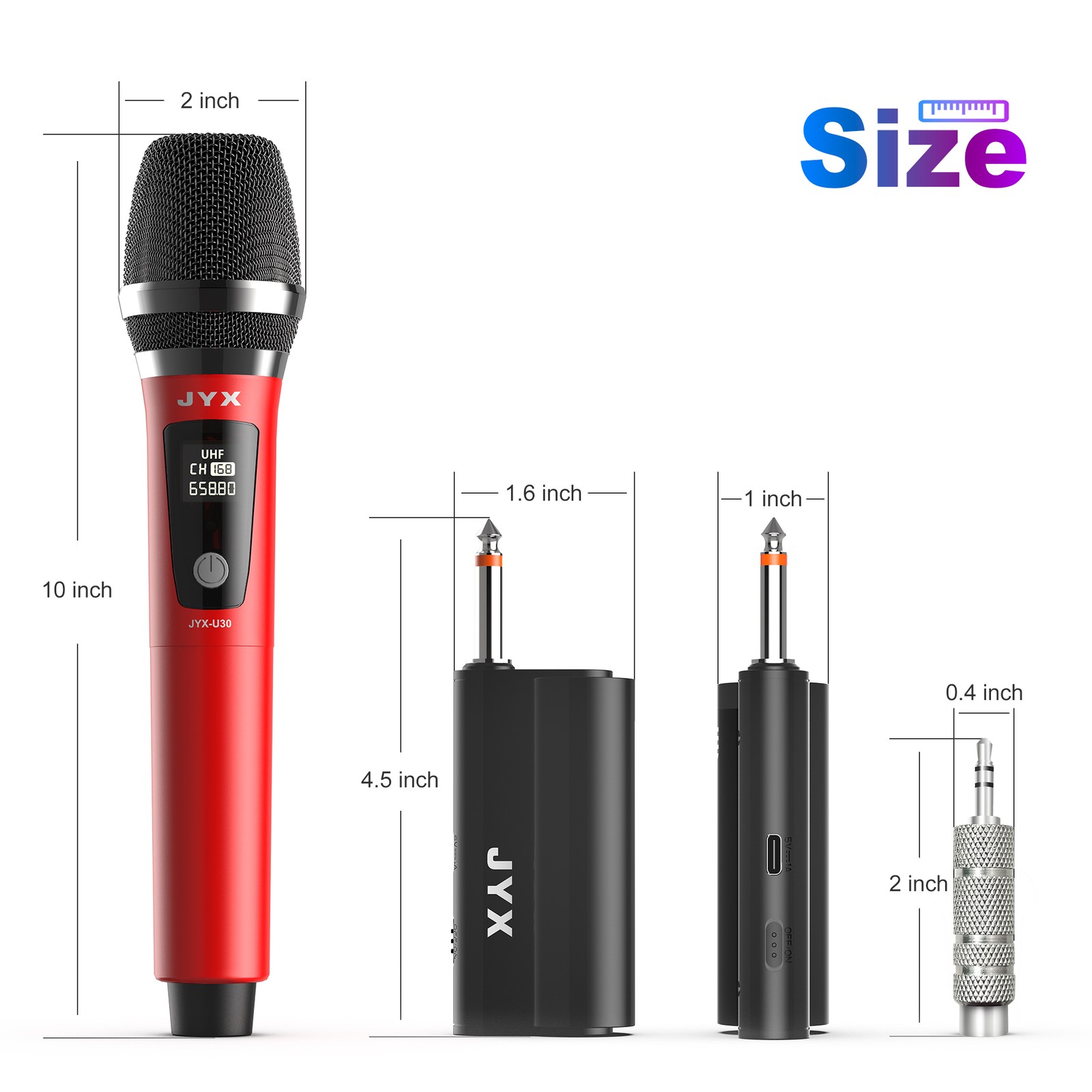 FarFun Wireless Microphone Rechargeable UHF Handheld Mic for Stage Performance
