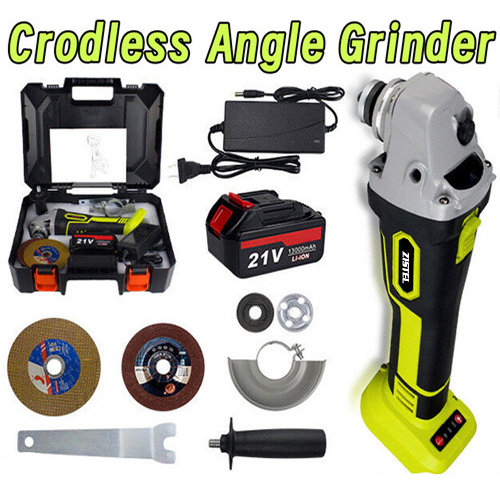 21V Power Cutting Tools 115mm Brushless Angle Grinder Setwith Charger & Battery