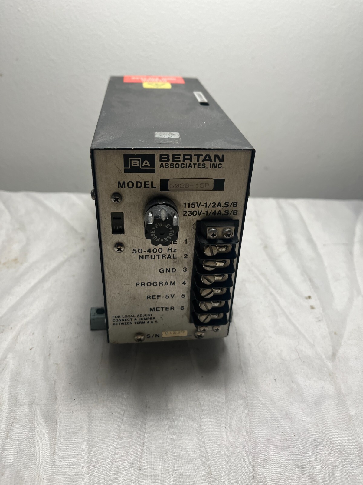 Bertan Associates 602B-15P High Voltage Power Supply 0-3000 V, 0-5mA