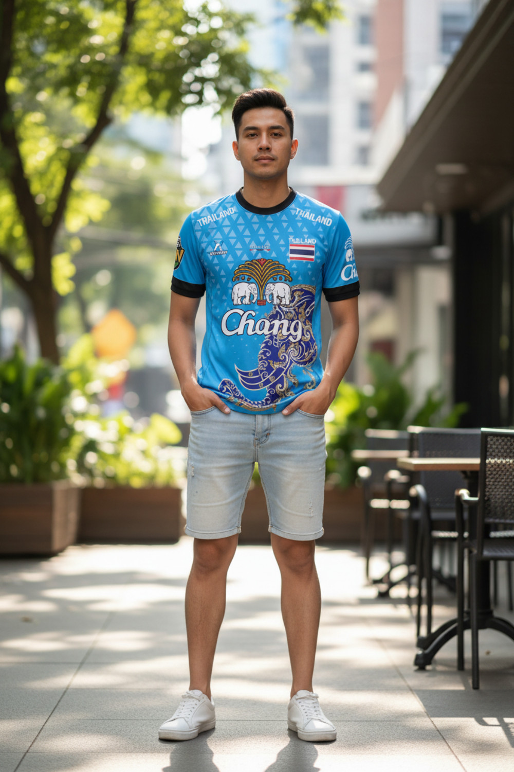 Thailand National Elephant Thai Pattern Football Jersey T-Shirt Men Women Unisex