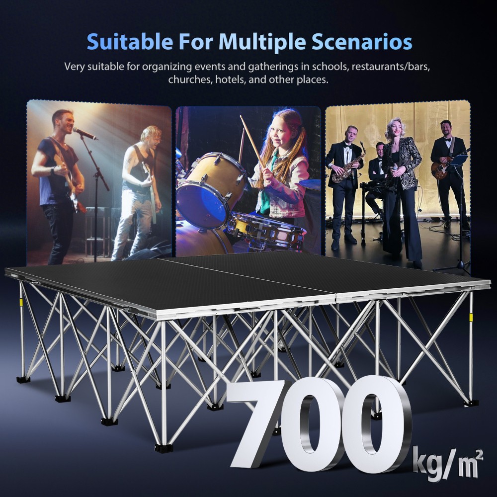 4'x4' Portable Stage Platform Modular System Foldable 16.9" Hight 120CM*120CM