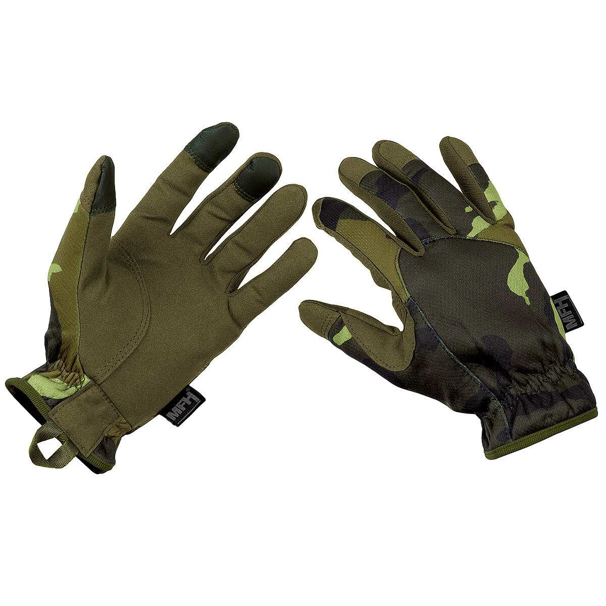 MFH Lightweight Tactical Gloves Touch Screen Combat Hiking Czech Woodland Camo