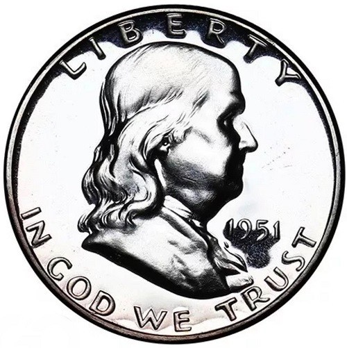 1951 Franklin Half Dollar Proof Premium Quality Gem Blast White Key Date #51