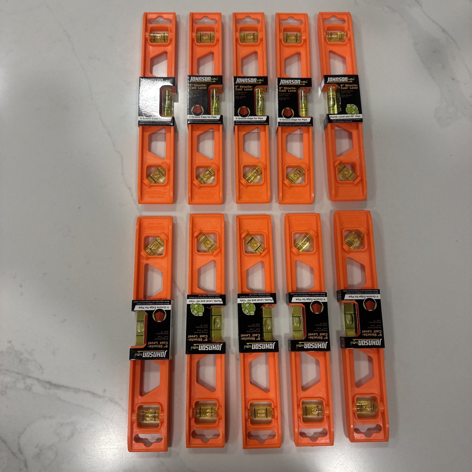 New 10 PACK Plastic Torpedo Level, No. 1402-0900,  Johnson Level & Tool