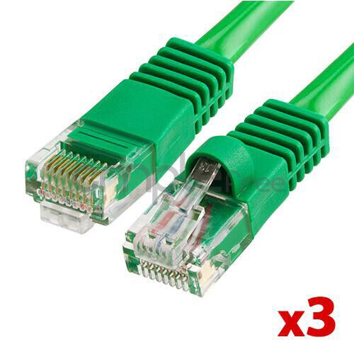 3x 7FT CAT5e Cable Ethernet Lan Network CAT5 RJ45 Patch Cord Internet Green NEW