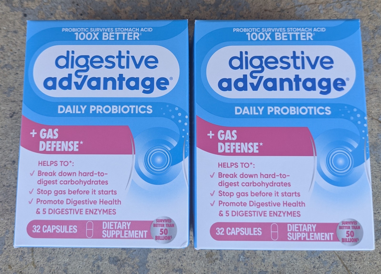 2 Digestive Advantage Daily Probiotics + Gas Defense Exp. 1/27