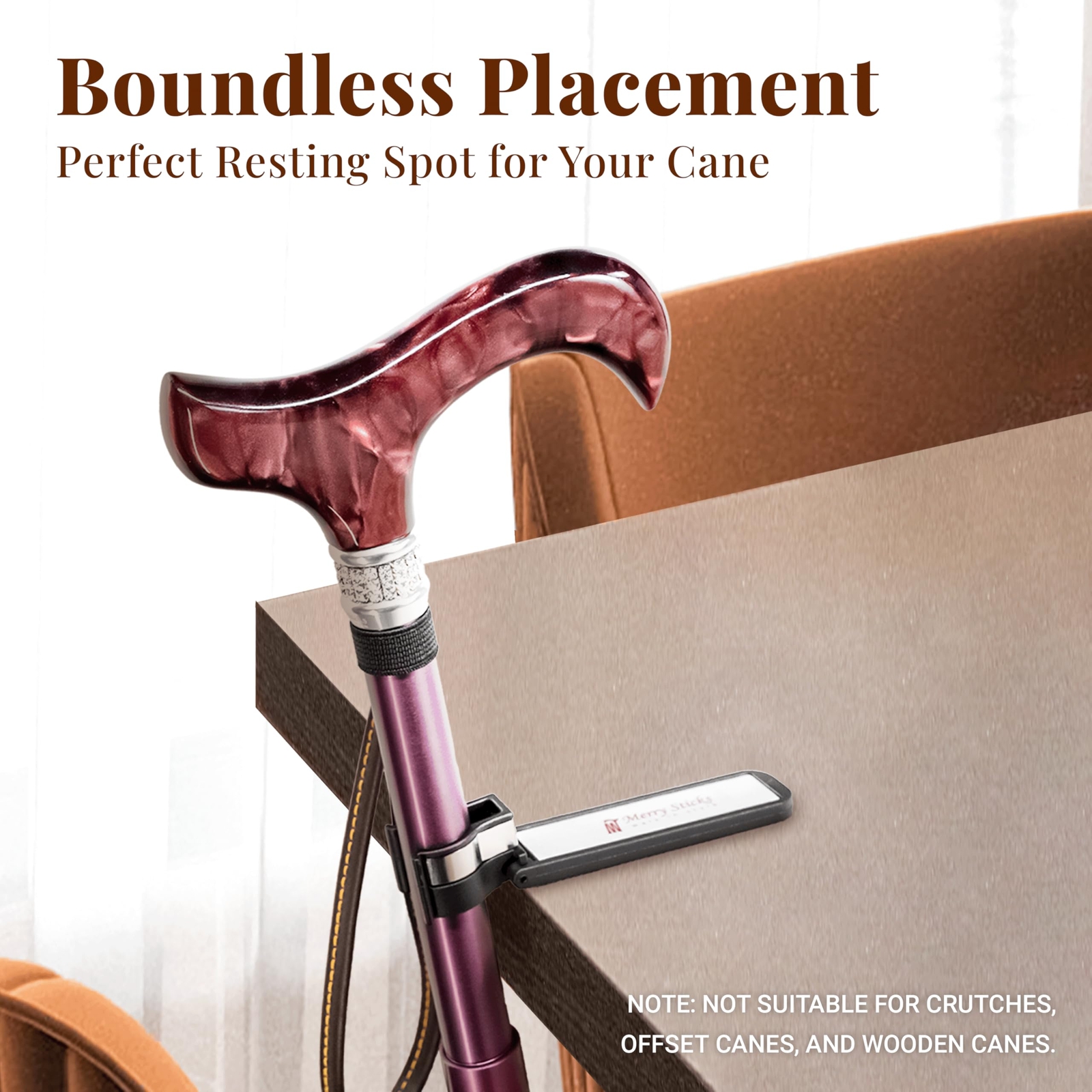 Walking Cane Holder with Smart Reflective Clip Portable and Foldable