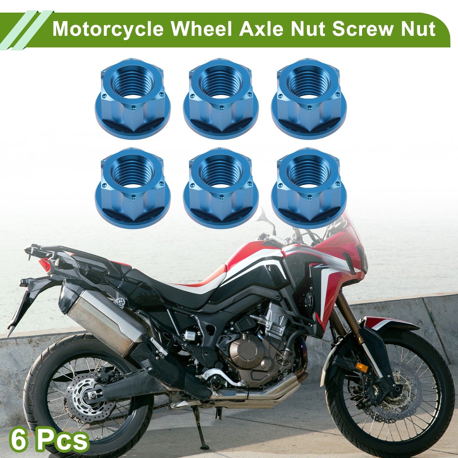 M14x1.5 Motorcycle Wheel Axle Nut Screw Nut Lake Blue for Cars/Motorcycles 6pcs