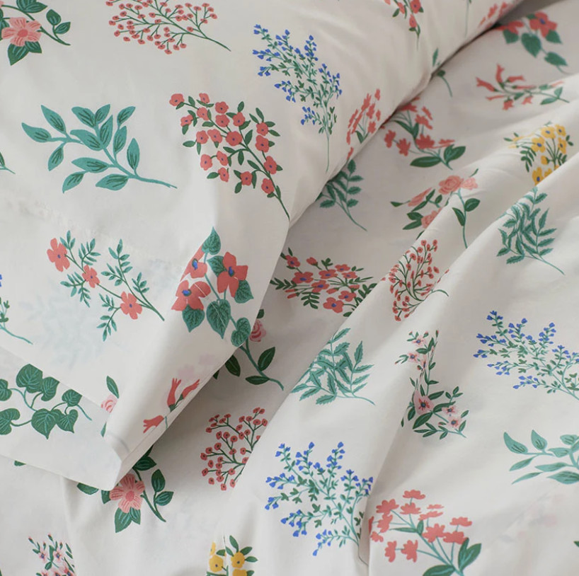 Rifle Paper Co. Hawthorne Classic Cool Percale Bed Sheet Set