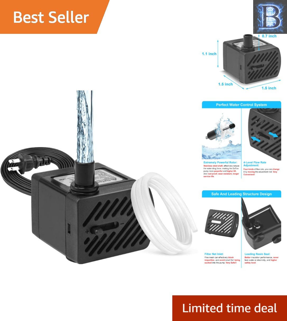 Efficient 50GPH Mini Submersible Pump - Perfect for Fish Tanks & Water Features