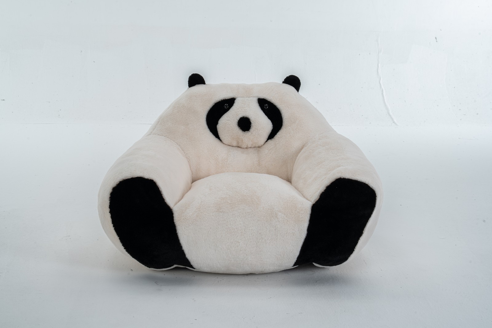 Panda-shaped beanbag chair, crafted from soft plush fabric, suitable for bedroo