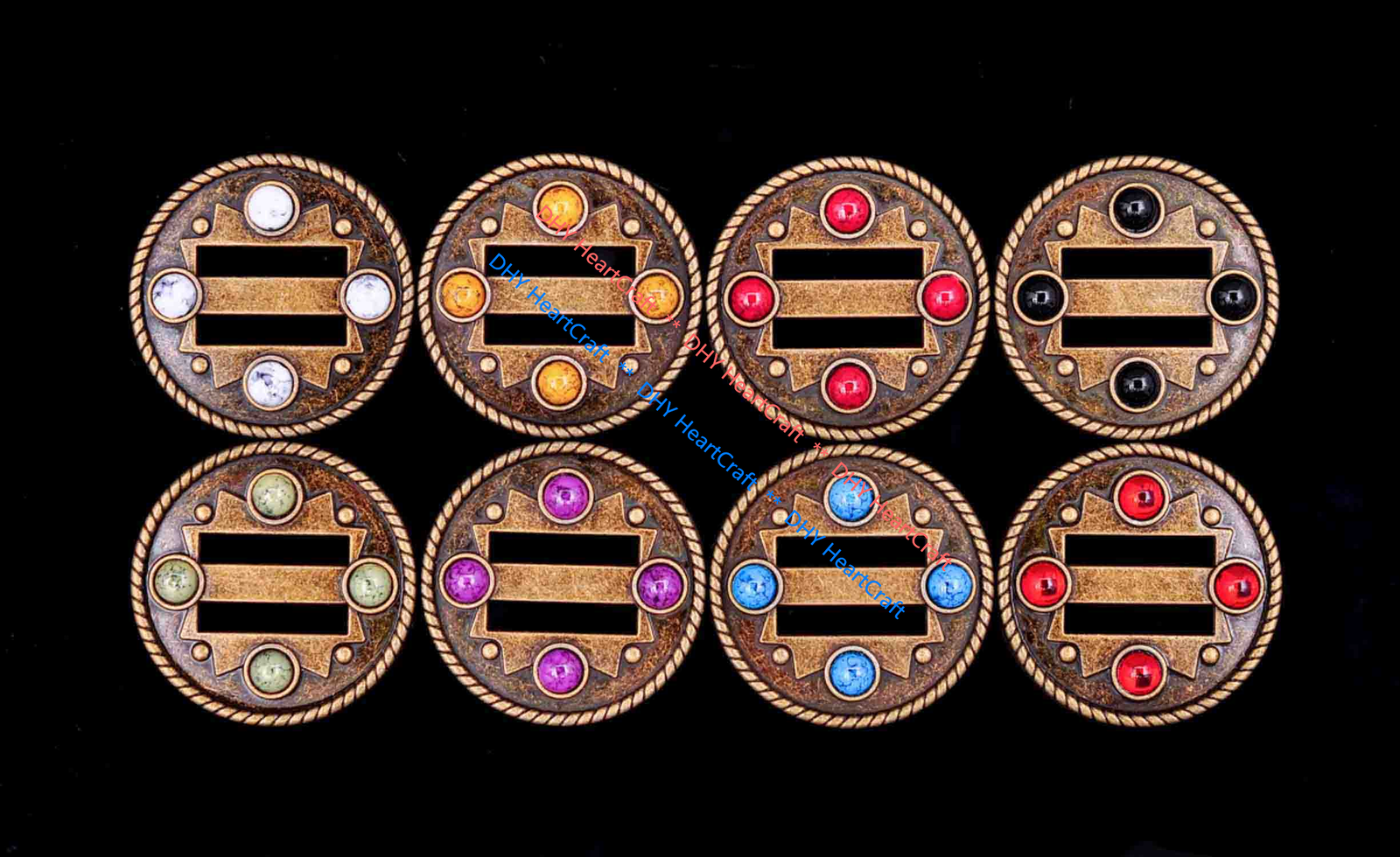 10X Turquoise Cowboy Western Saddle Tack DIY Leather Belt Slotted Concho 1-1/2"