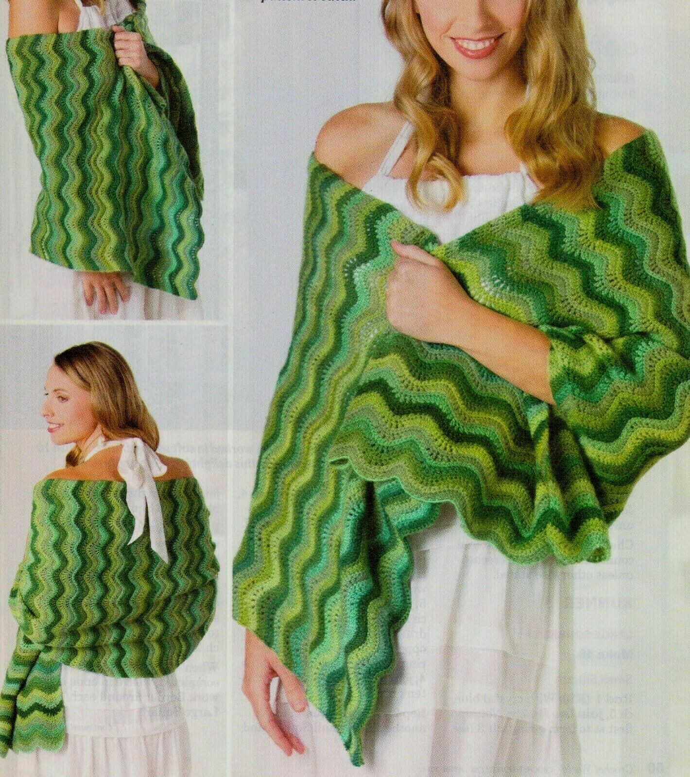 ROLLING MEADOW SHAWL WRAP WOMEN'S CROCHET PATTERN INSTRUCTIONS