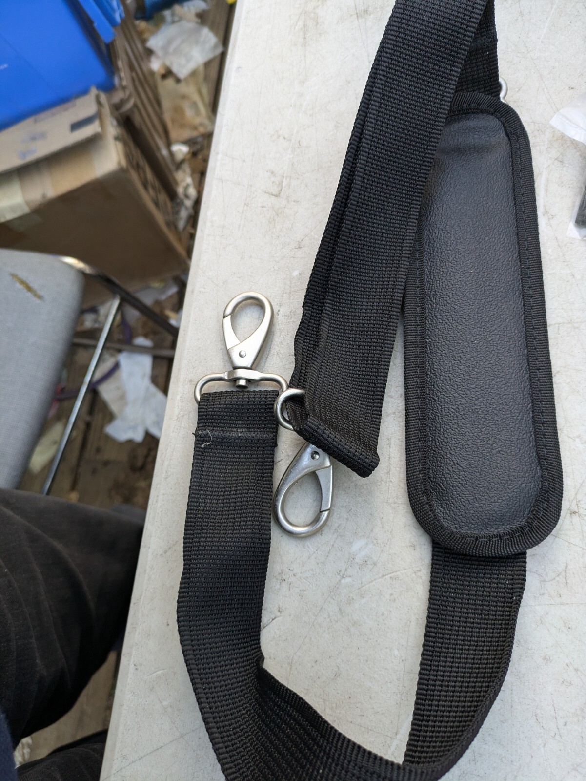 Shoulder strap universal black luggage carry or gear bag adjustable w/ clip ends