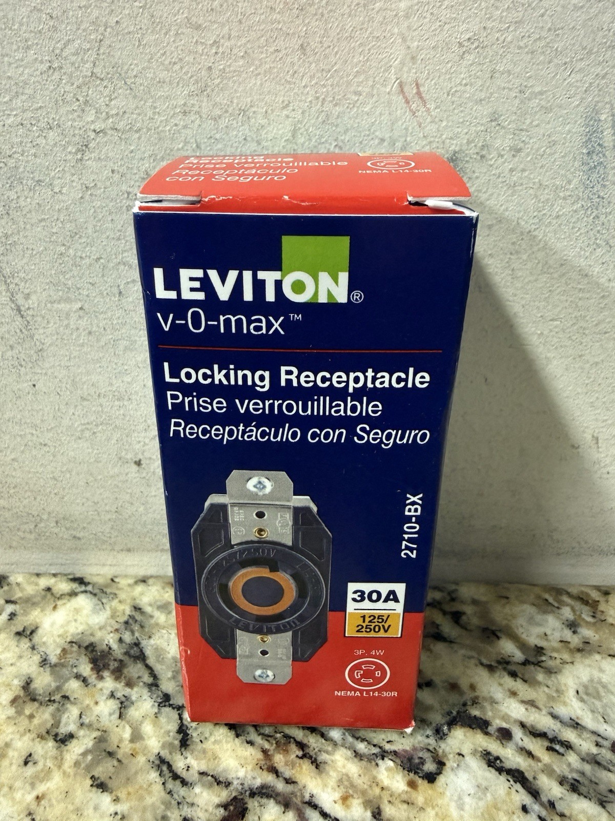 Leviton 30 Amp Nylon Locking Single Outlet, Black