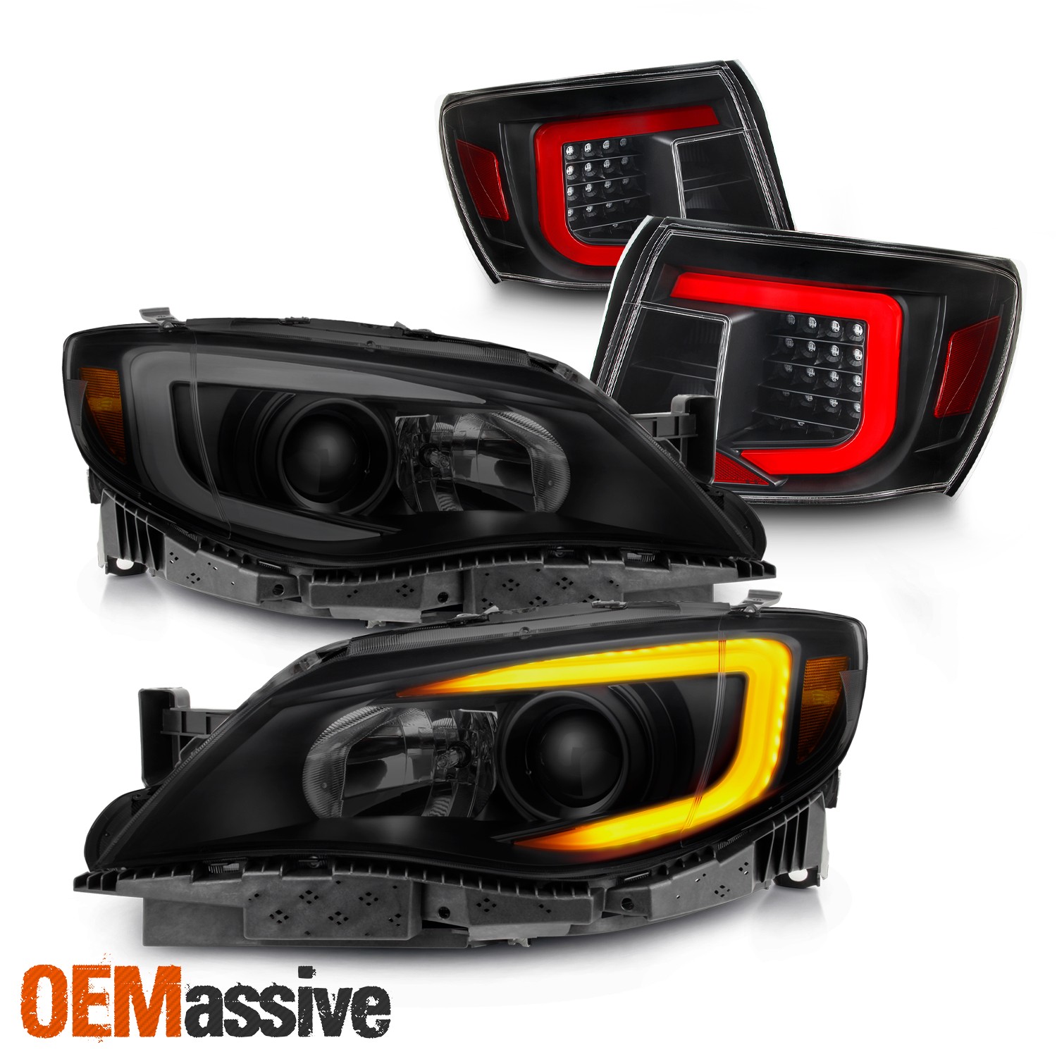 For 08-11 Impreza| WRX| Sti | LED Headlights + Tail Lens - Light Bar Housing Set