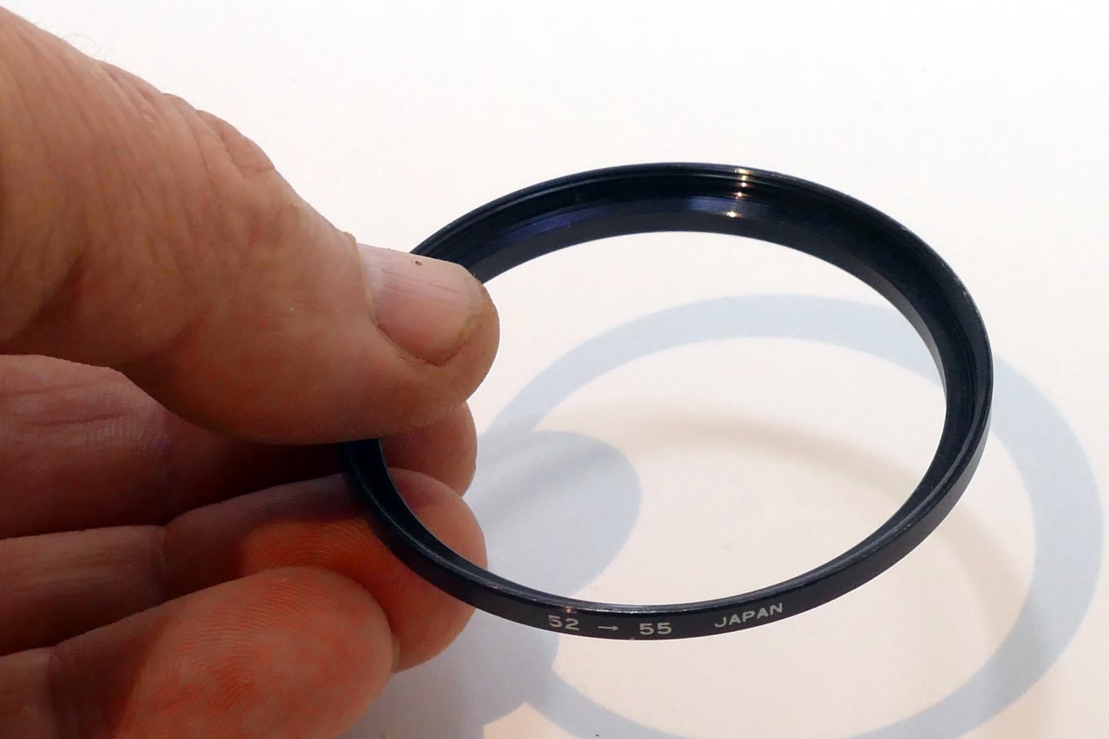 Lens adapter ring from 52mm to 55mm step-up metal threaded