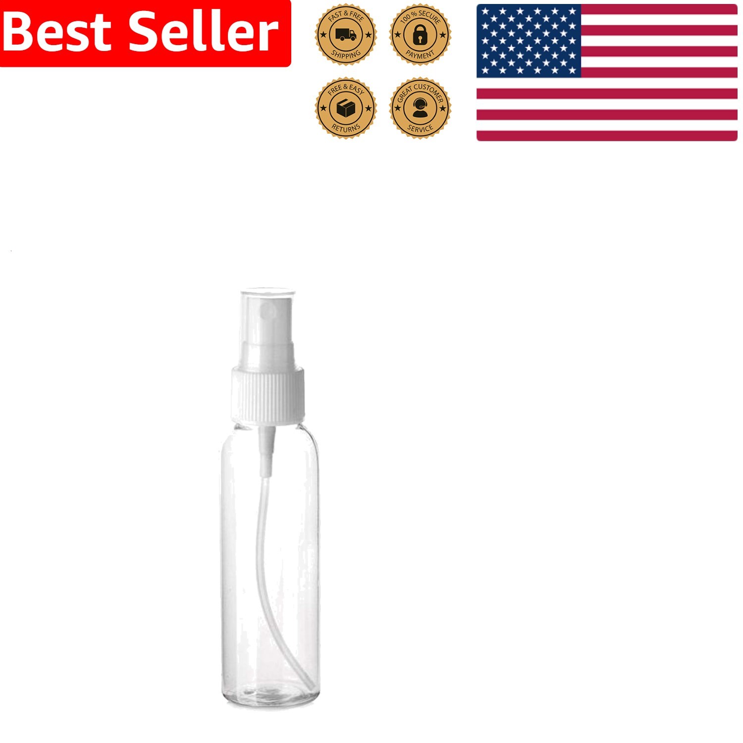 Fine Mist Spray Bottle 2.5oz Portable Reusable Plastic White Cylinder