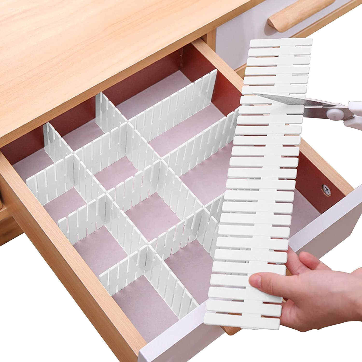 Bofoho Drawer Divider Adjustable DIY Storage Organizer Separator White 16pcs