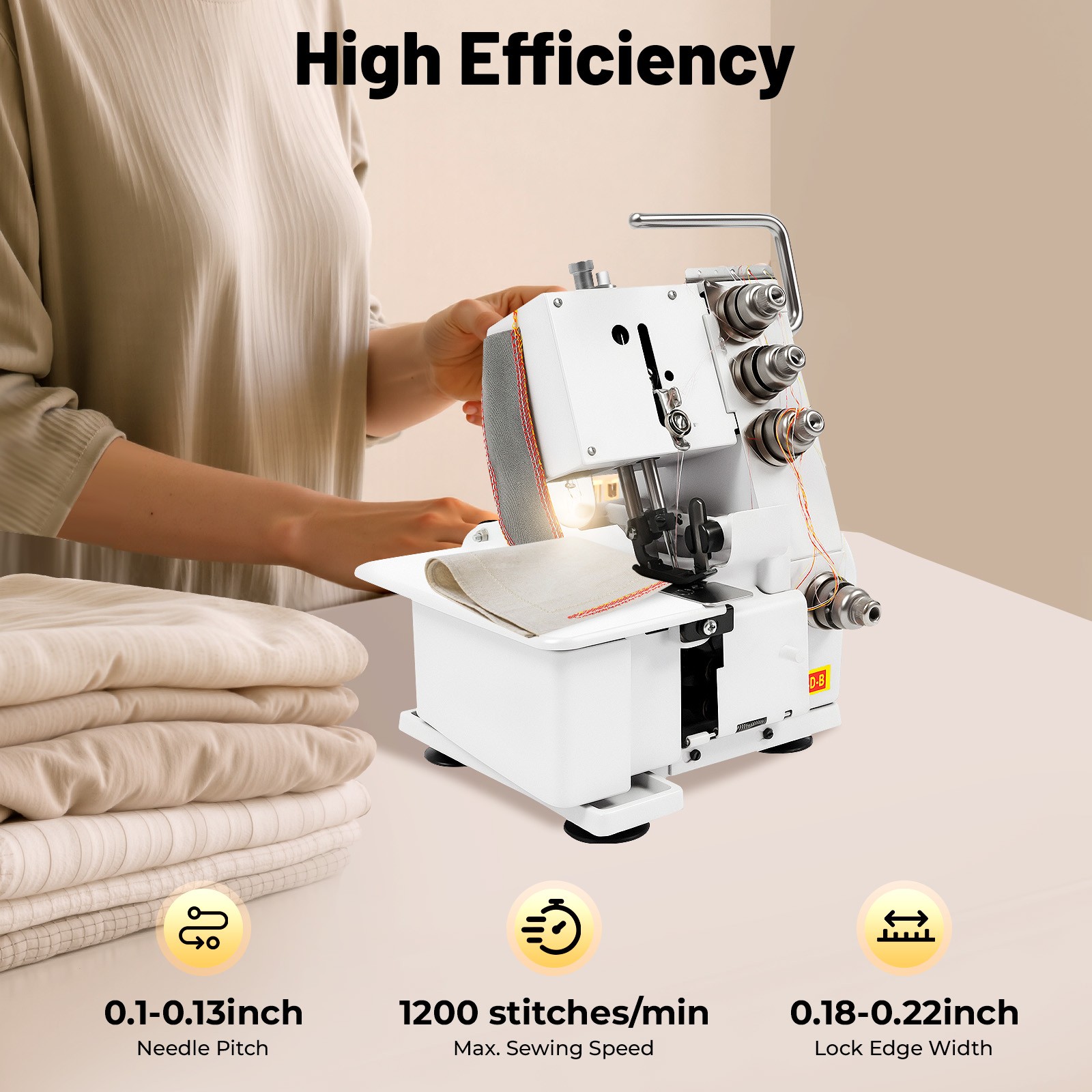 Professional 4 Thread Serger Overlock Sewing Machine 4-Line w/ Foot Controller