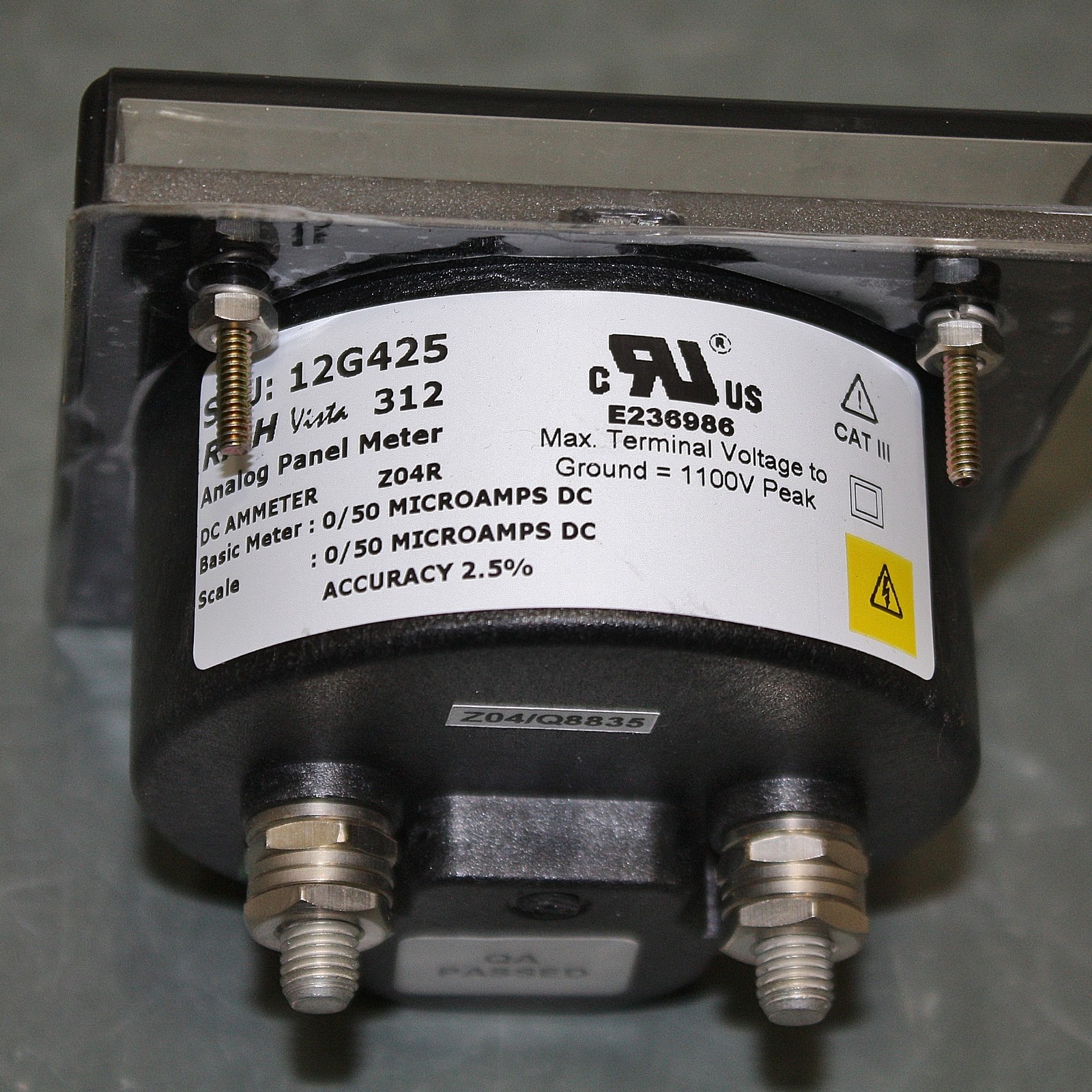 Rish Vista DC Microamperes Analog Panel Meter 312, Ammeter 0 to 50 µA, ±2.5%
