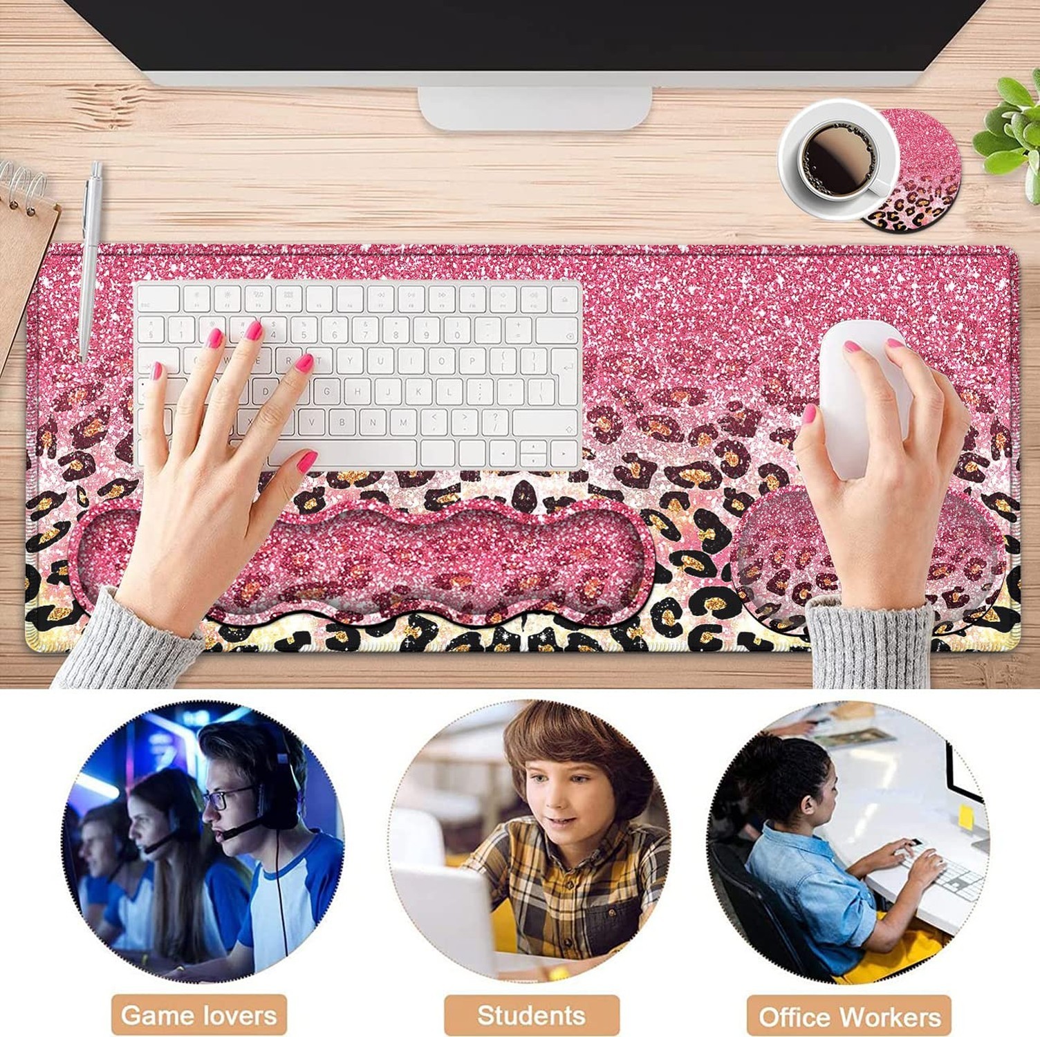 Memory Foam Keyboard Wrist Rest Support + Large Gaming Mouse Pad + Ergonomic ...