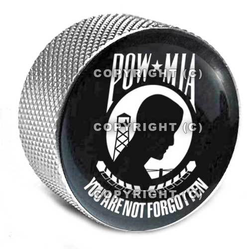 Silver Billet "POW * MIA" Knurled Bolt for Harley Seat Mounting to Rear Fender