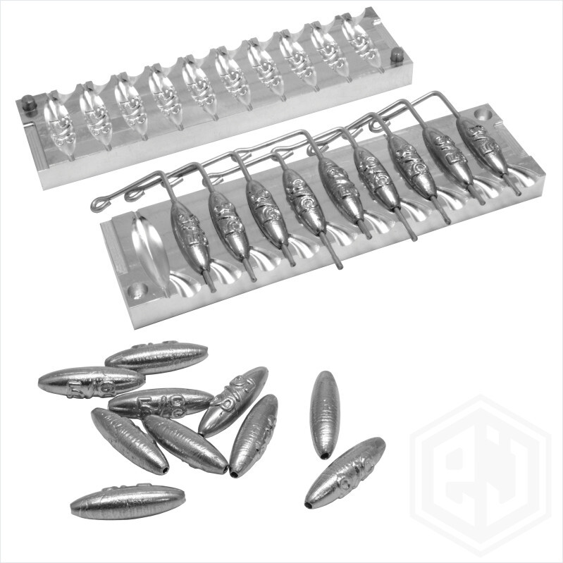 DIY Fishing Mould CNC Aluminium Sea Lead Weights 10 in 1 mold making 5/8oz