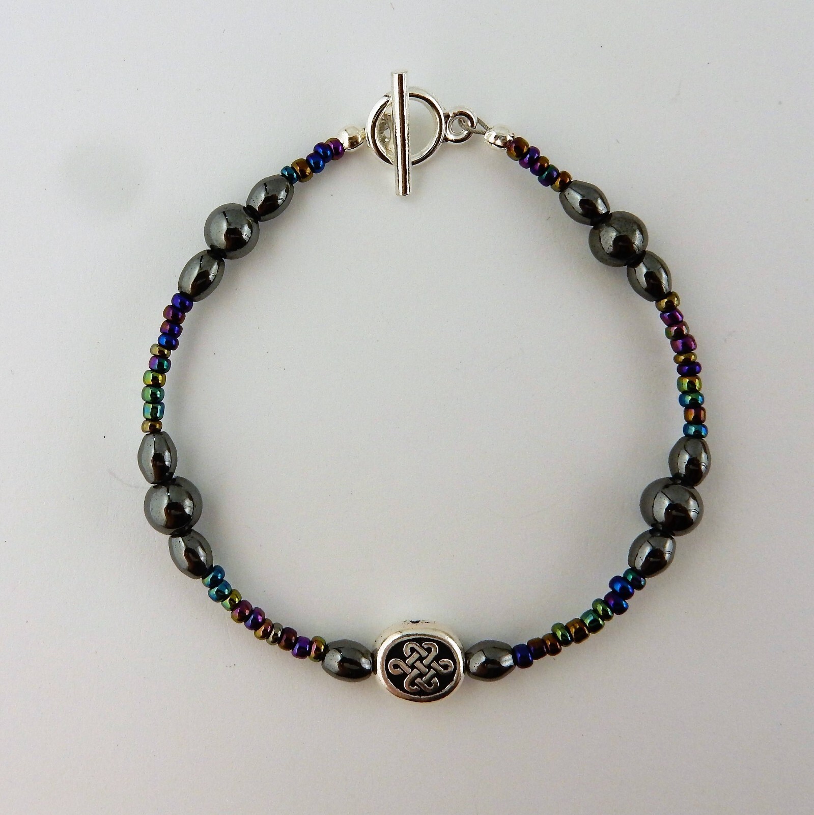 Celtic Knot beaded bracelet w/ genuine Hematite beads Chakra