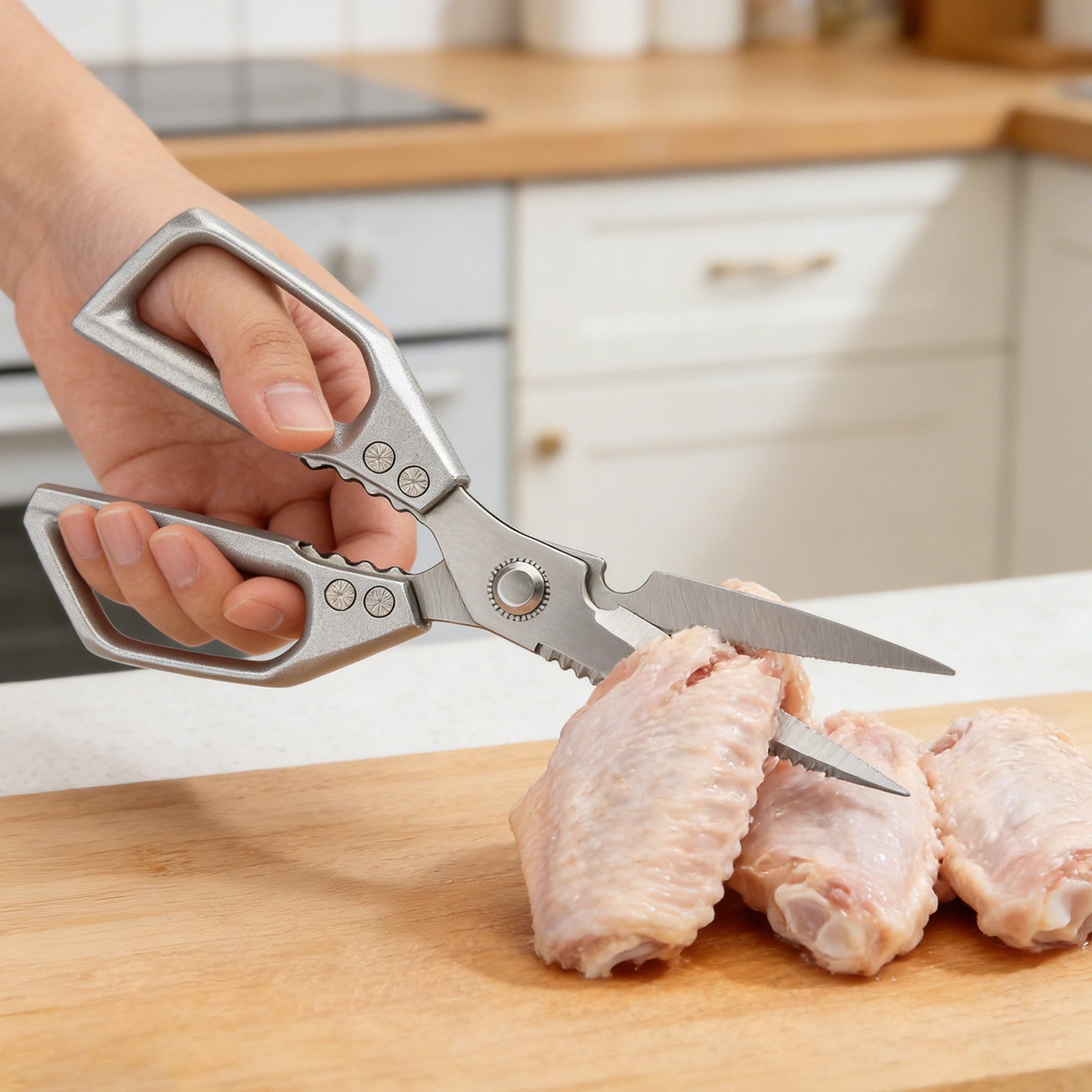 Stainless Steel Poultry Shears Silver Kitchen Cooking Aid Scissors for Food