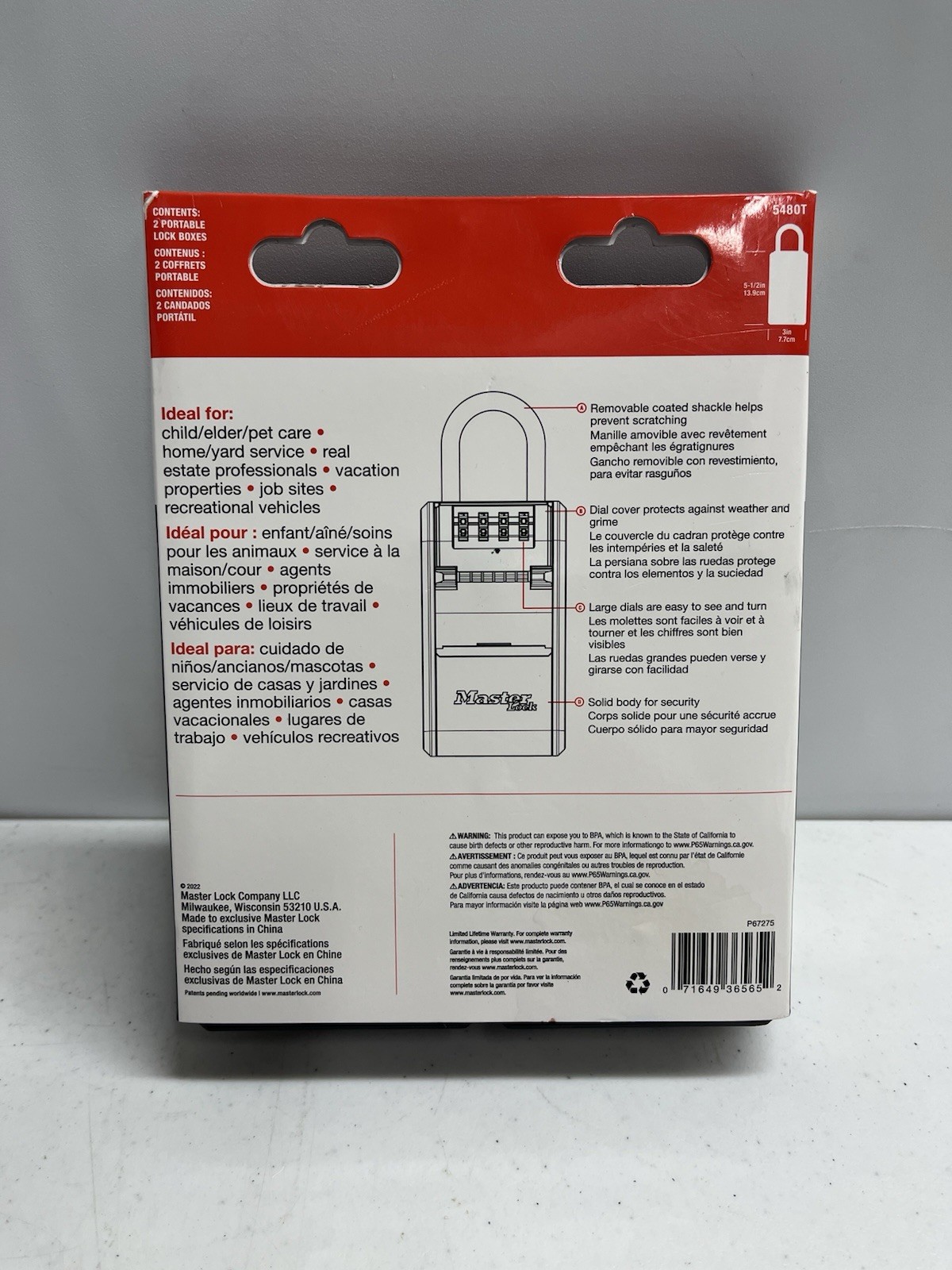 Master Lock 5480T Large Outdoor LOCK BOX with Removable Shackle (2-pack) New