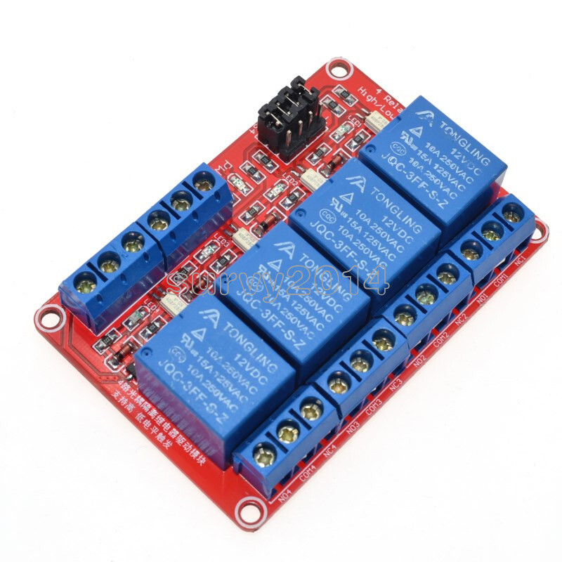 12V 4-Channel High Low Level Trigger Relay for AVR DSP TTL With Optocoupler
