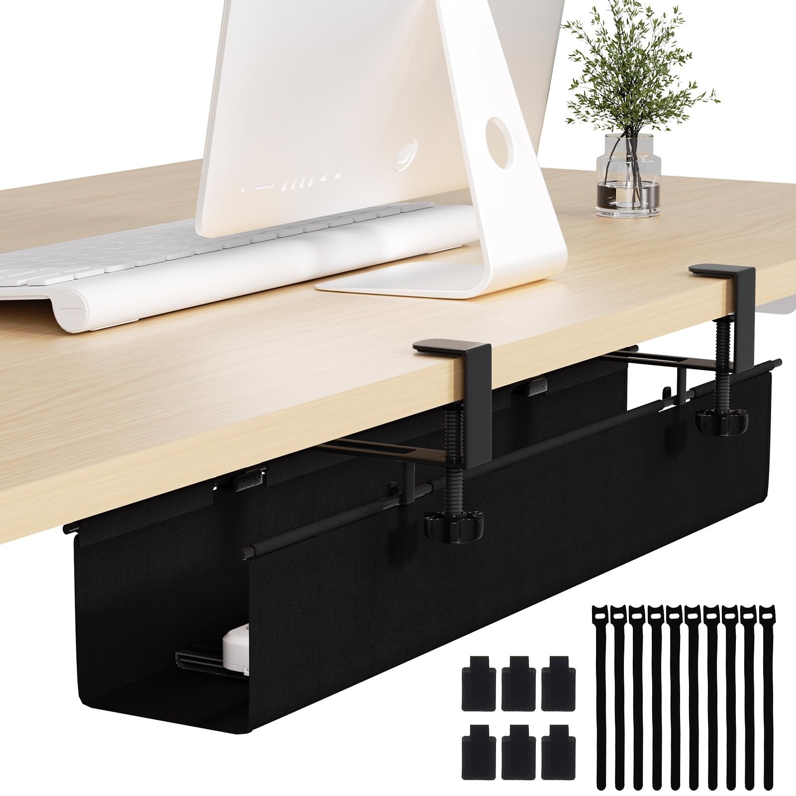 Under Desk Cable Management Tray 27.2" - No Drill Computer Wire Organizer Cab...