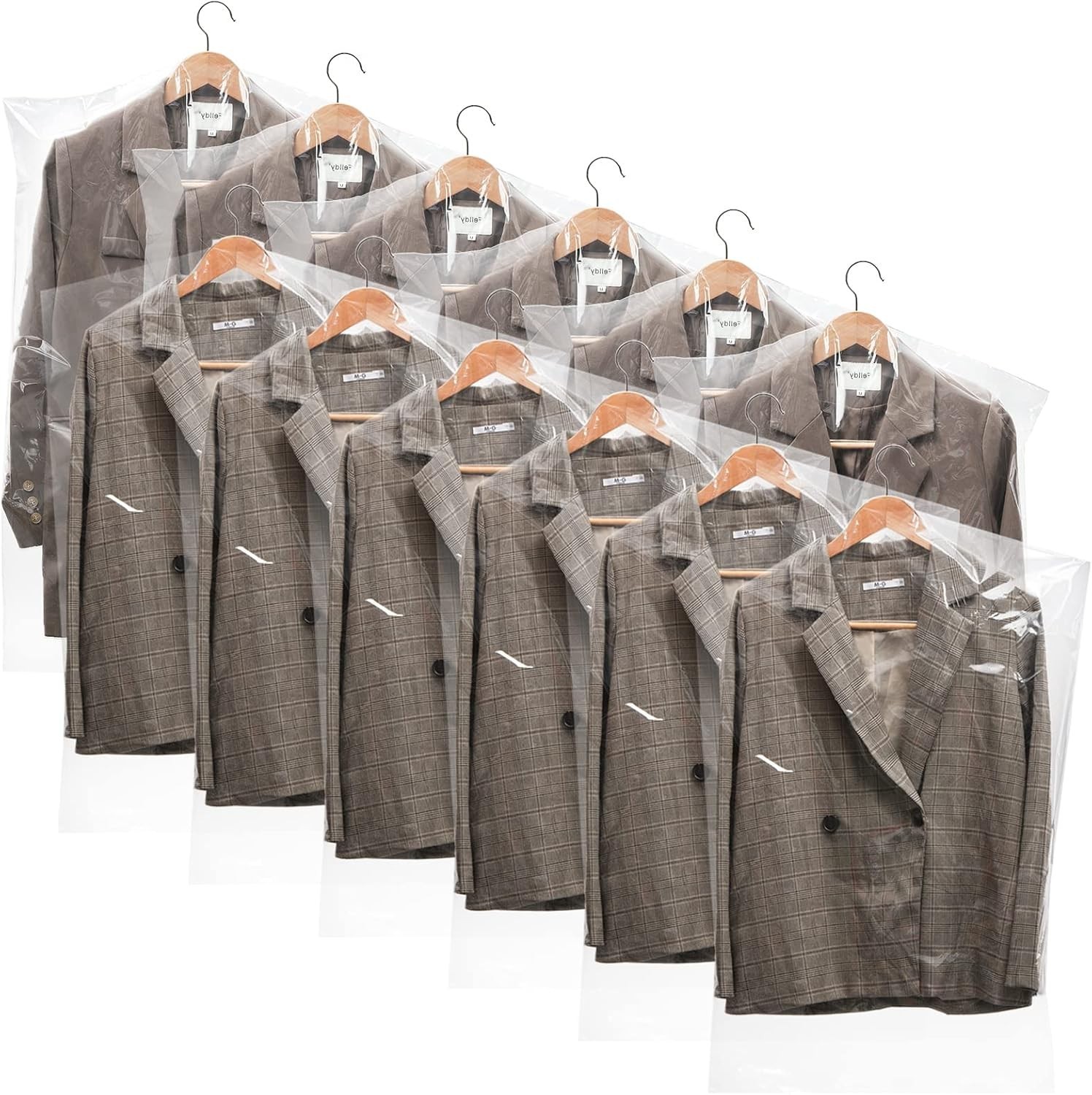 50 Pack Clear Plastic Garment Bags Hanging Clothes Dust Cover Storage 23x35
