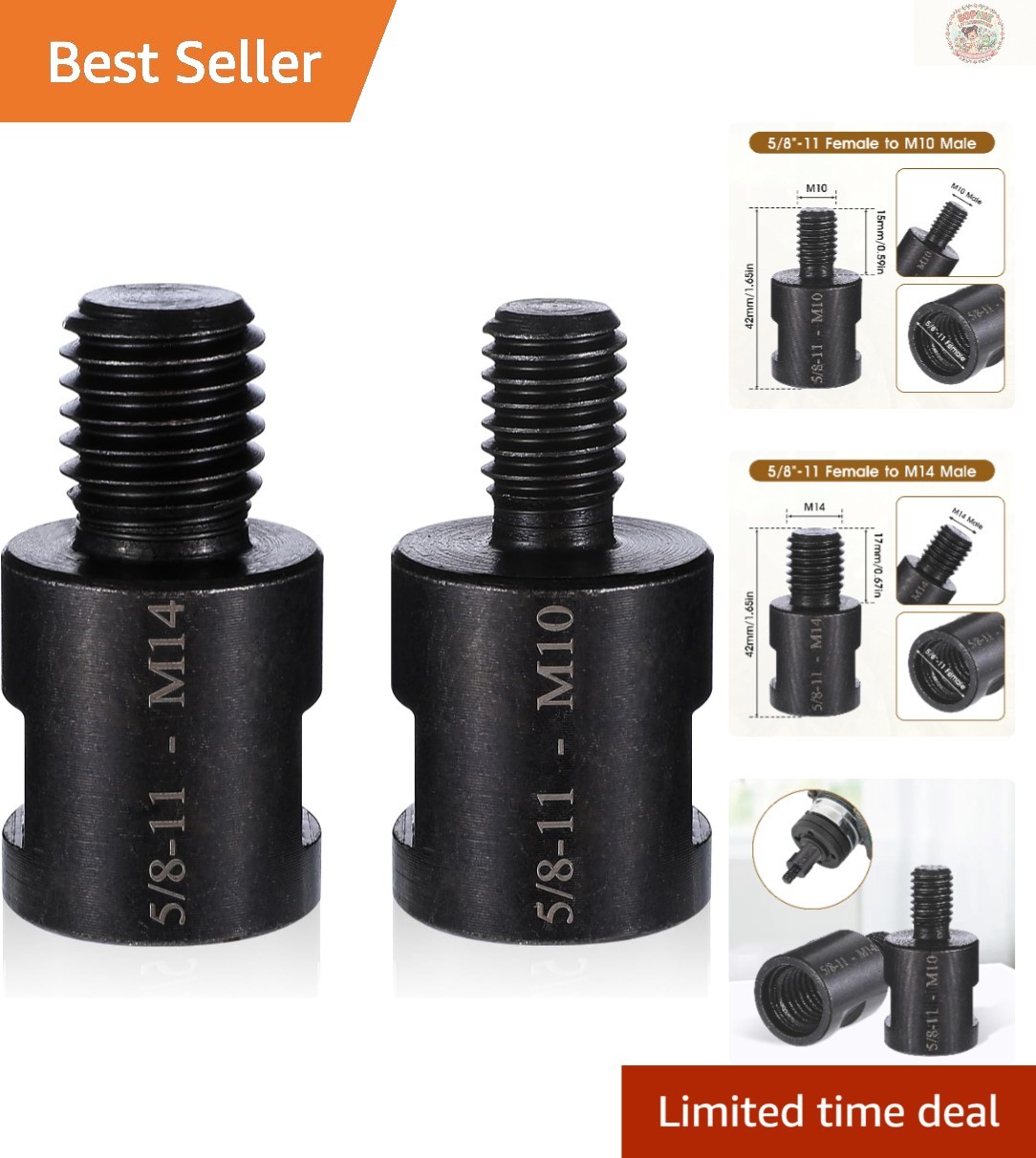 Secure Grip Angle Grinder Adapter Set - 2 Heavy-Duty Converters for DIY Projects