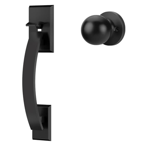 Front Exterior, Single Cylinder Front Only, Matte Entry 1 Door Handle Black