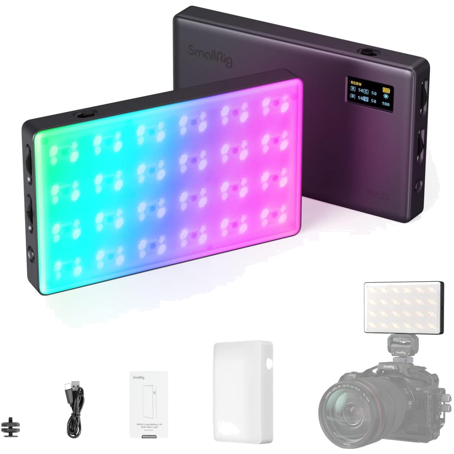 5000mAh Portable RGB Video Light Panel - 7W Power with 98+ CRI for Photographers