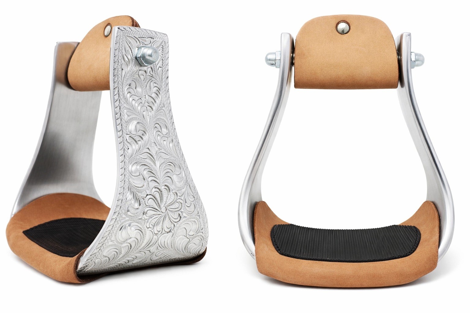 Horse Western Lightweight Aluminum Engraved 5-1/4" Wide Bell Stirrups 51157