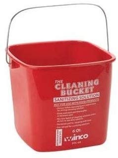 Winco PPL-6R Cleaning Bucket, 6-Quart, Red Sanitizing Solution by Winco