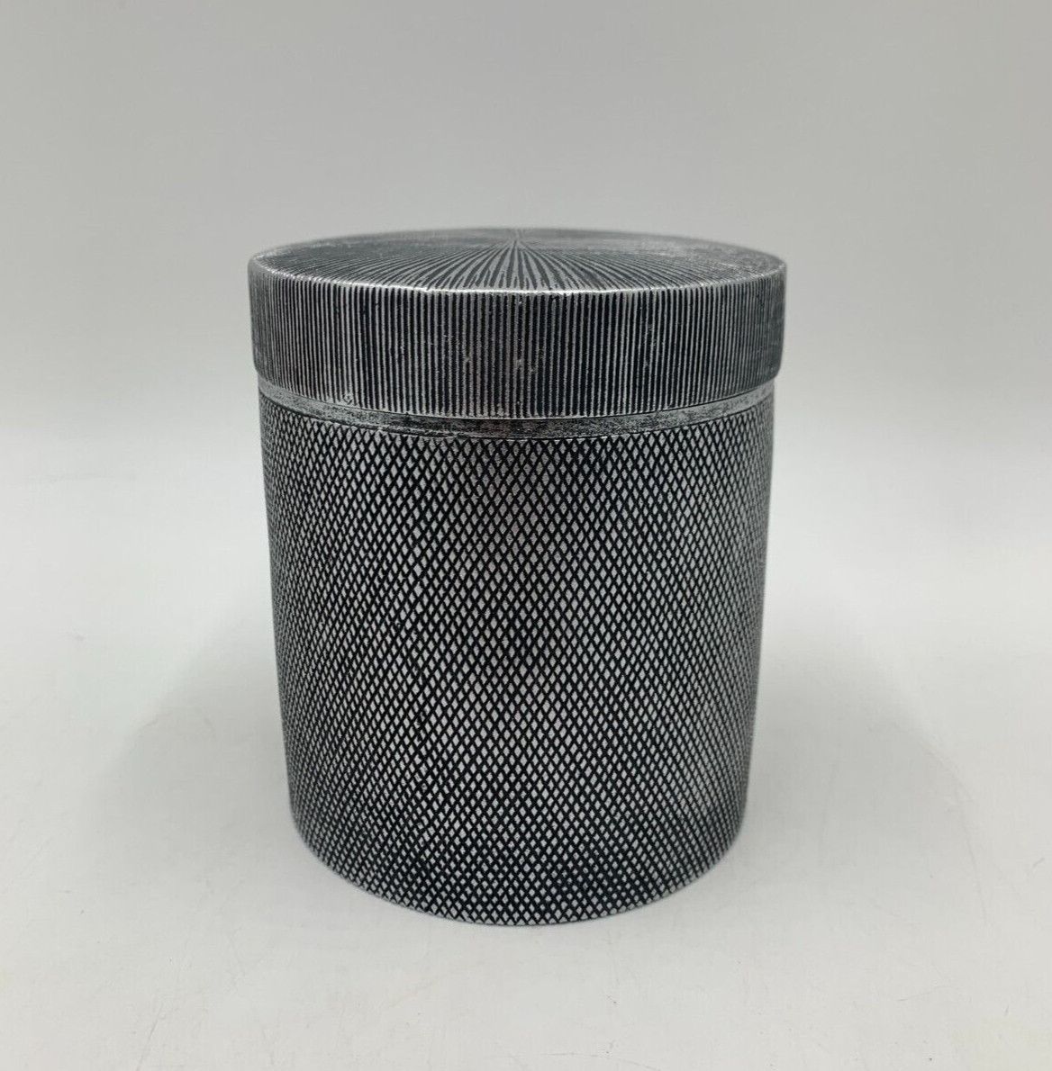 Pottery Barn Raoul Cotton Jar Bathroom Accessory Gray 3.75" Diam #9082Y