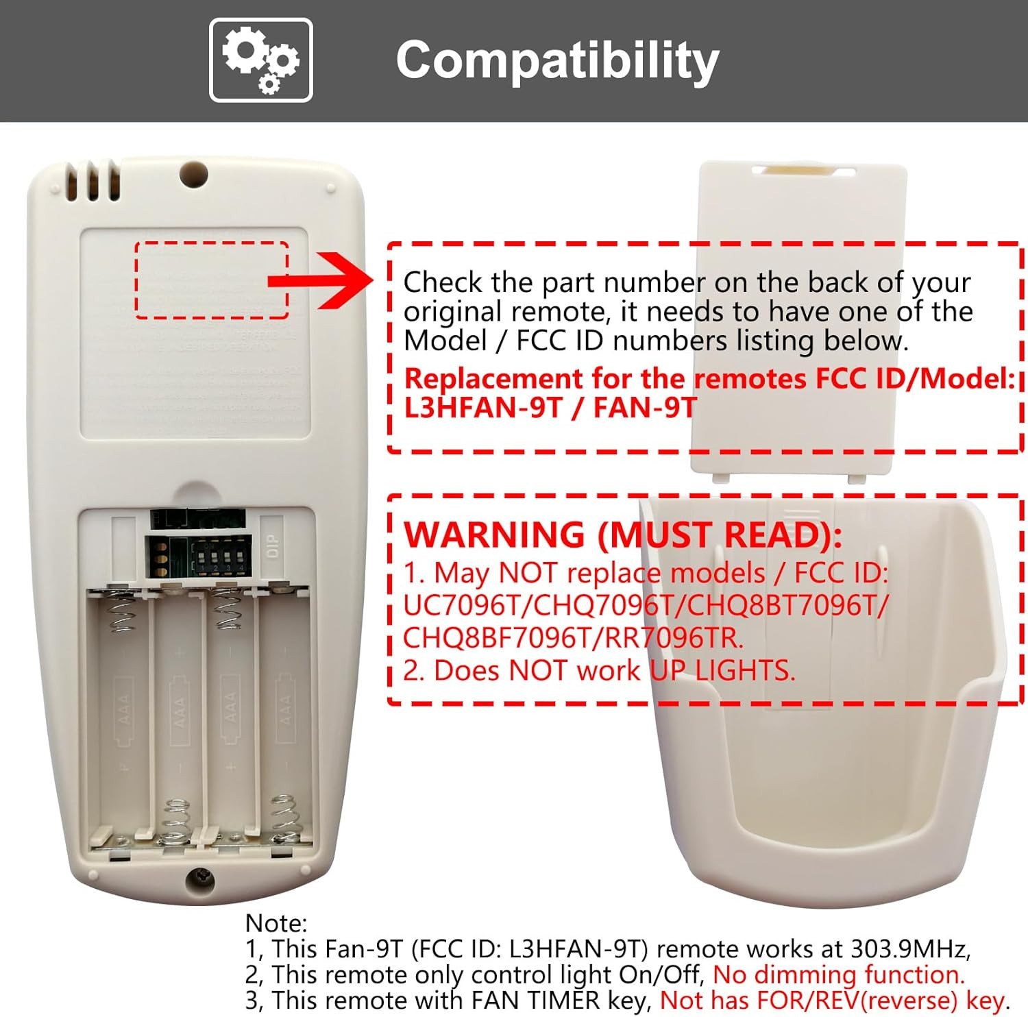 Hampton Bay FAN-9T Replacement Remote Control with LCD Display and Timer