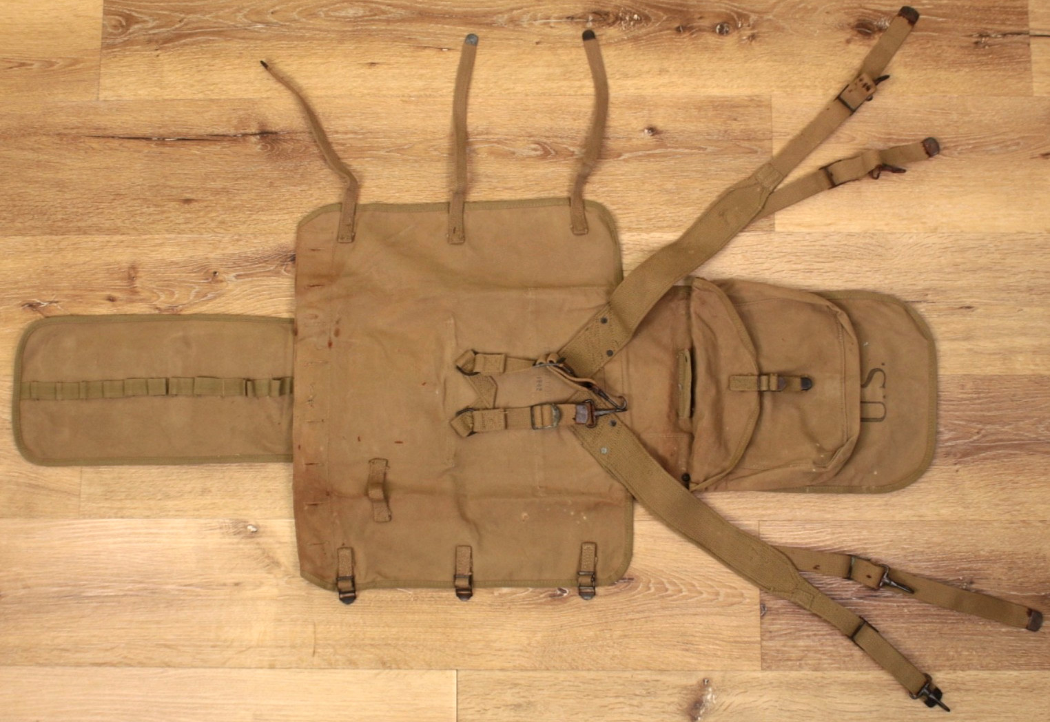 Vtg WWII US Army M1928 Canvas Haversack Backpack 1942 Dated WW2