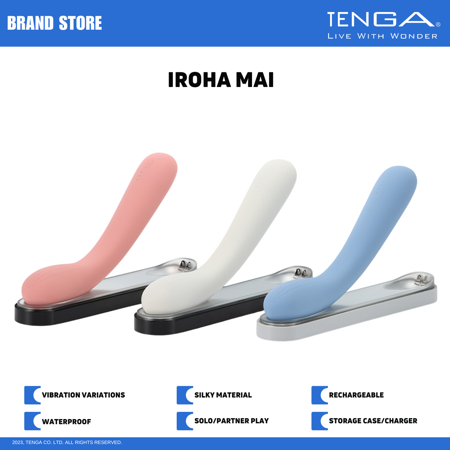 Iroha Mai Waterproof Clit / G-Spot Vibrator w/Charging Case/Stand NIB NWT TENGA