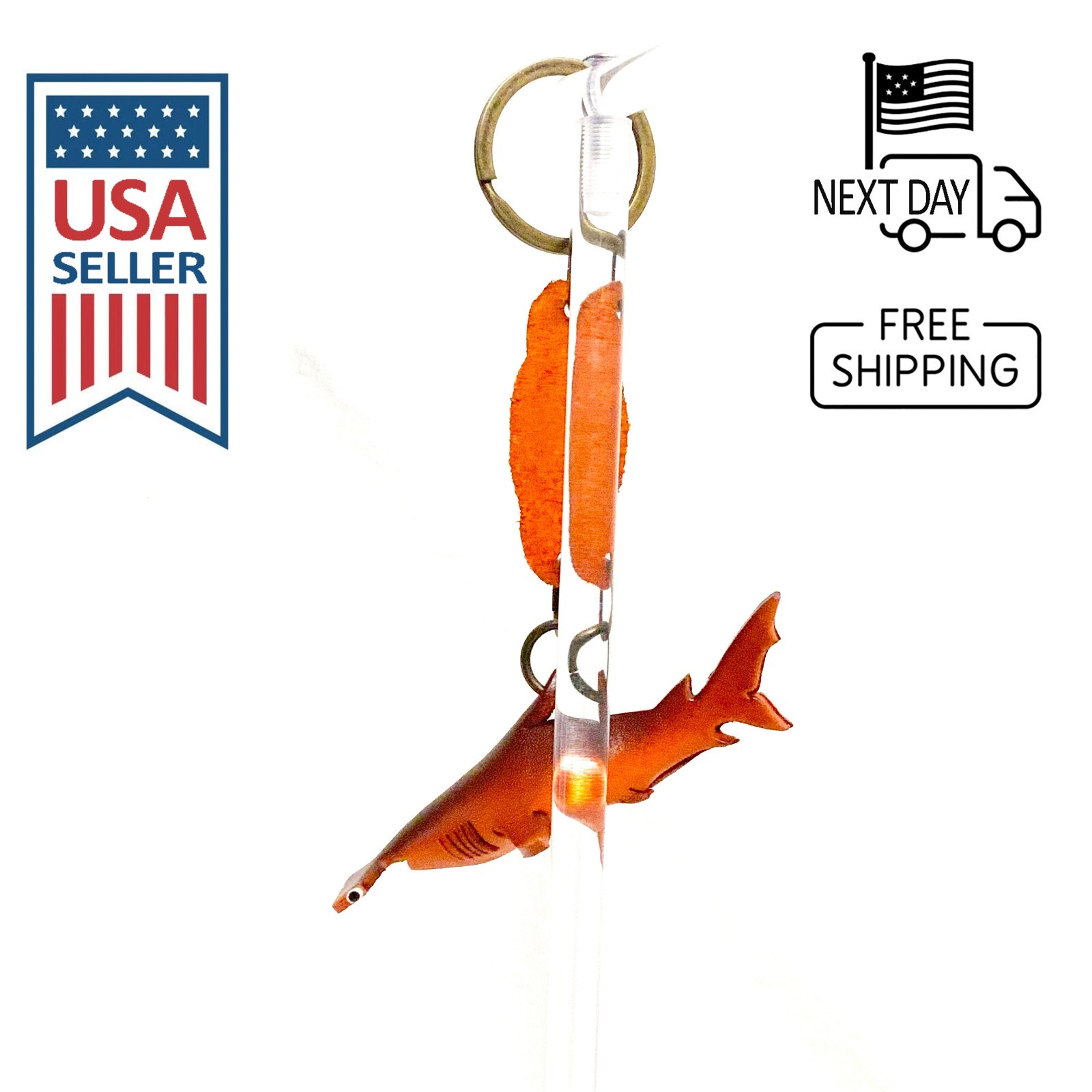 Hammerhead Shark Handmade Leather Keyring